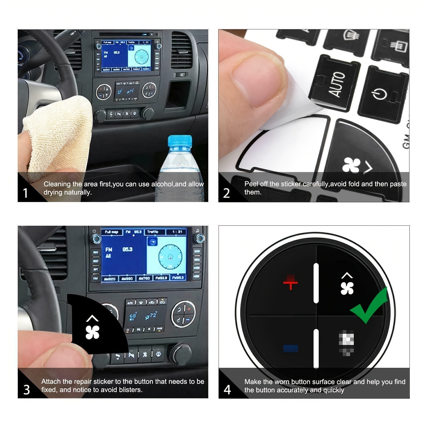 AC Dash Button Repair Kit, Car Button Decals - Best for Fixing