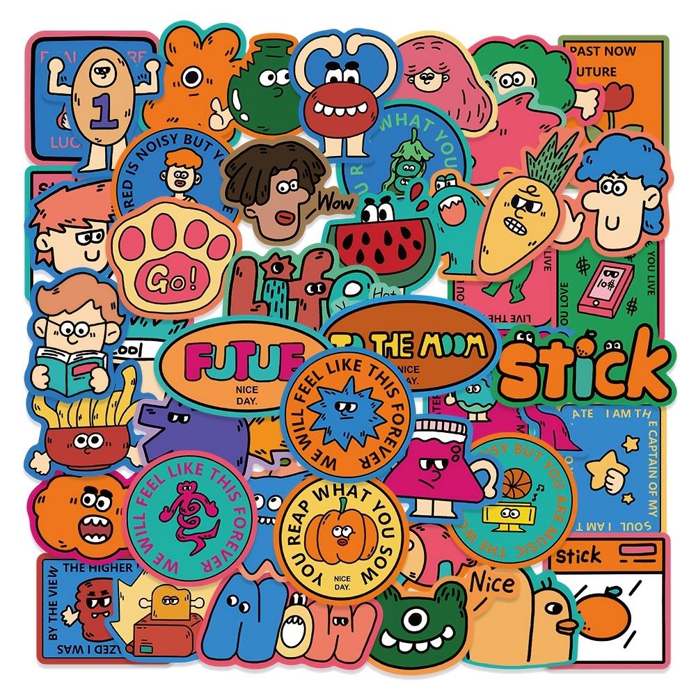 1pack 50pcs Waterproof Stickers Cartoon Colorful Weird Things Graffiti  Pattern Water Bottle Water Bottle Scrapbook Laptop Luggage Cell Phone Home  Room Wall Decor Party Games Activities Accessory - Home & Kitchen - Temu