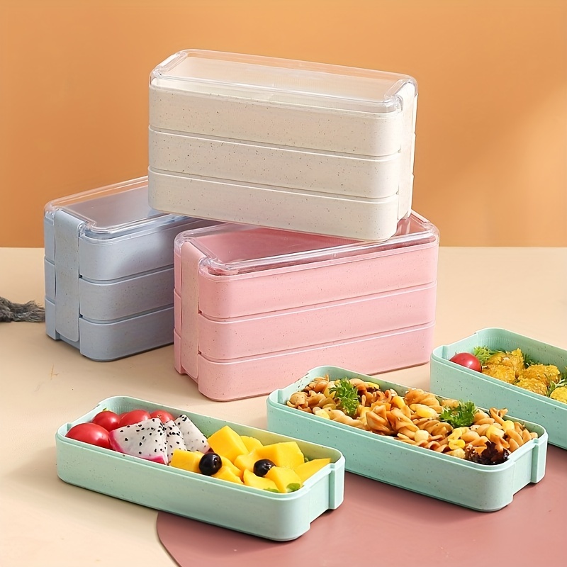 3 Tier Lunch Box Set With Spoon And Fork - Microwave And Dishwasher Safe Lunch  Box With Dividers And Utensils - Great For School, Travel And Snacks - Temu