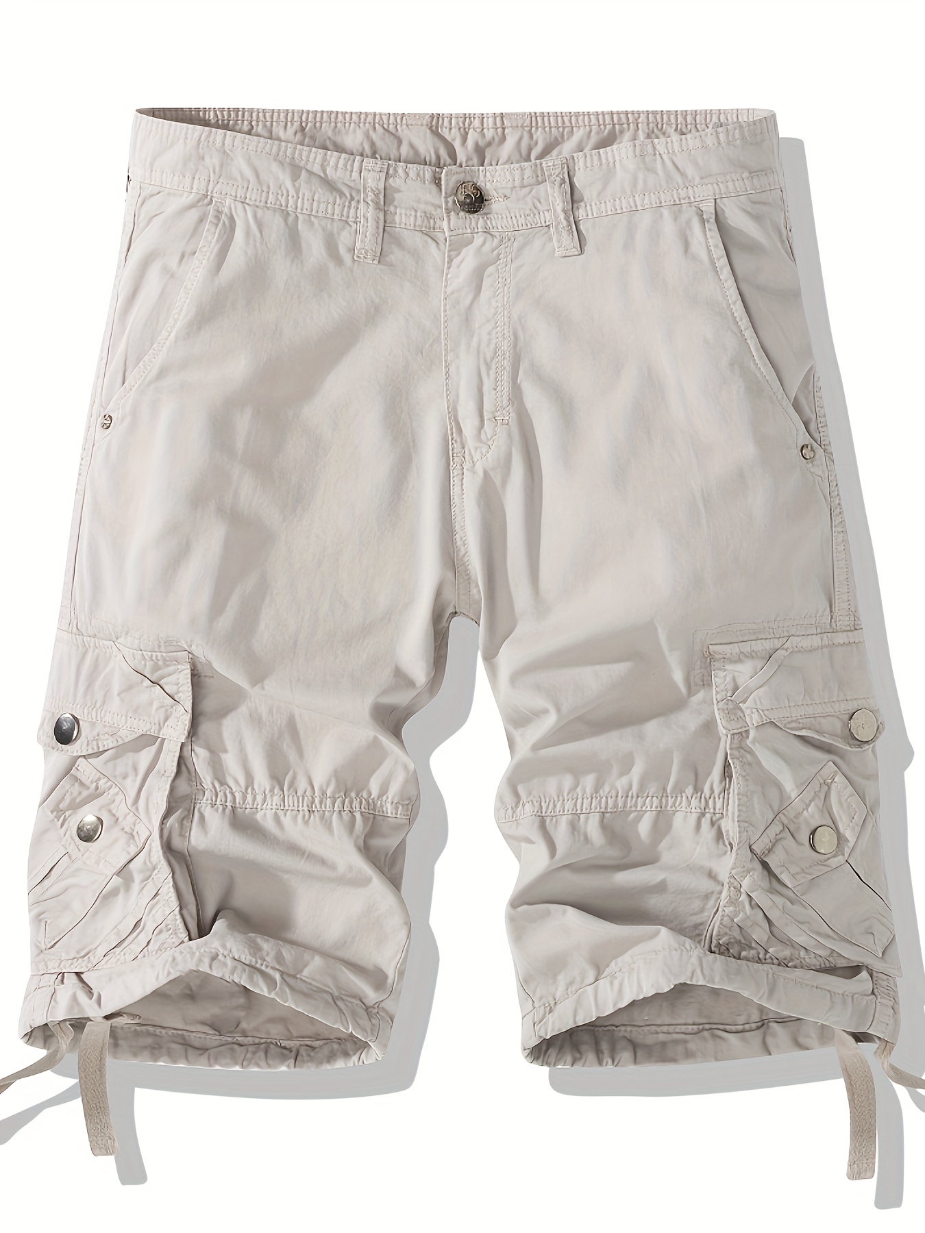 Solid Cotton Breathable Men's Embroidery Cargo Short Pants - Temu Canada