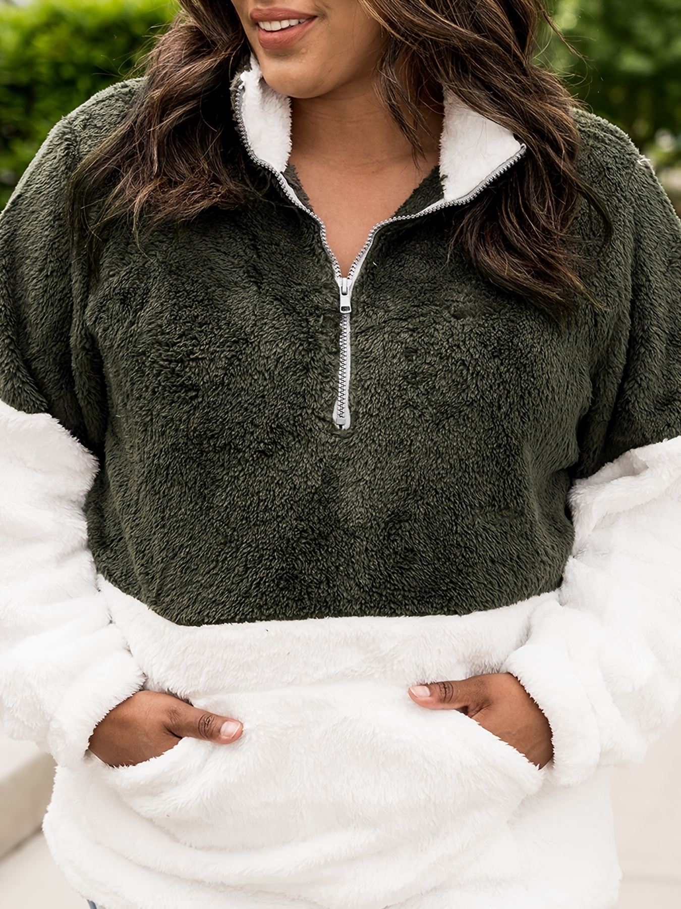 Plus size clearance fuzzy pullover