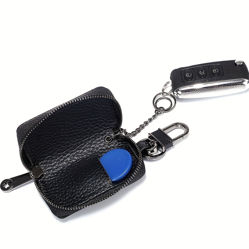 Autoschlüssel-Etui aus echtem Leder, Unisex Schlüsseletui,schwarz