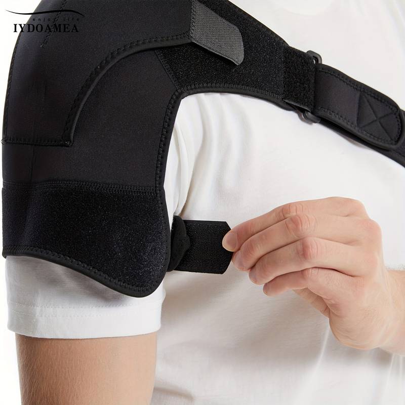 Adjustable Shoulder Brace Support Compression Sleeve - Rotator Cuff & Joint Pain Relief (One Size, Black)