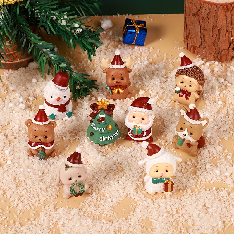 Mini Santa Claus snowman elk tree resin Sculpture Christmas - Temu