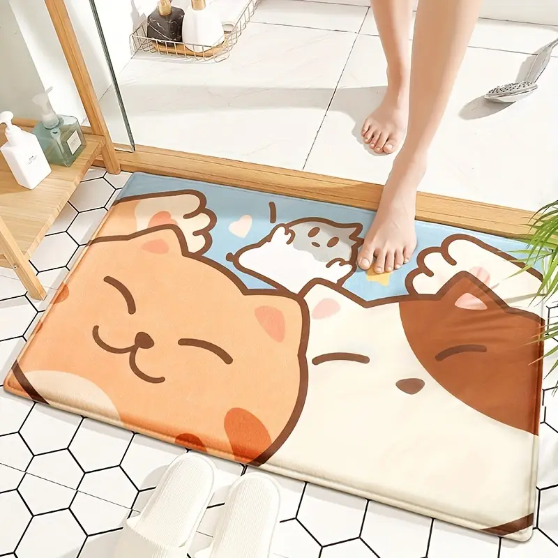 1pc cartoon bath rugs non slip polyester patterned machine washable floor mat indoor mat floor mat home decor room decor details 1