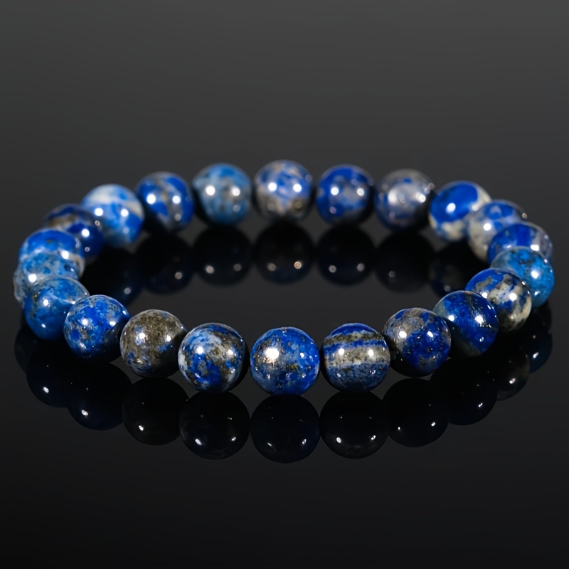

1pc Natural Lapis Lazuli Bracelets, Natural Stone Elastic Bracelets, Crystal Stacking Friendship Jewelry, Men's Women's Bracelets
