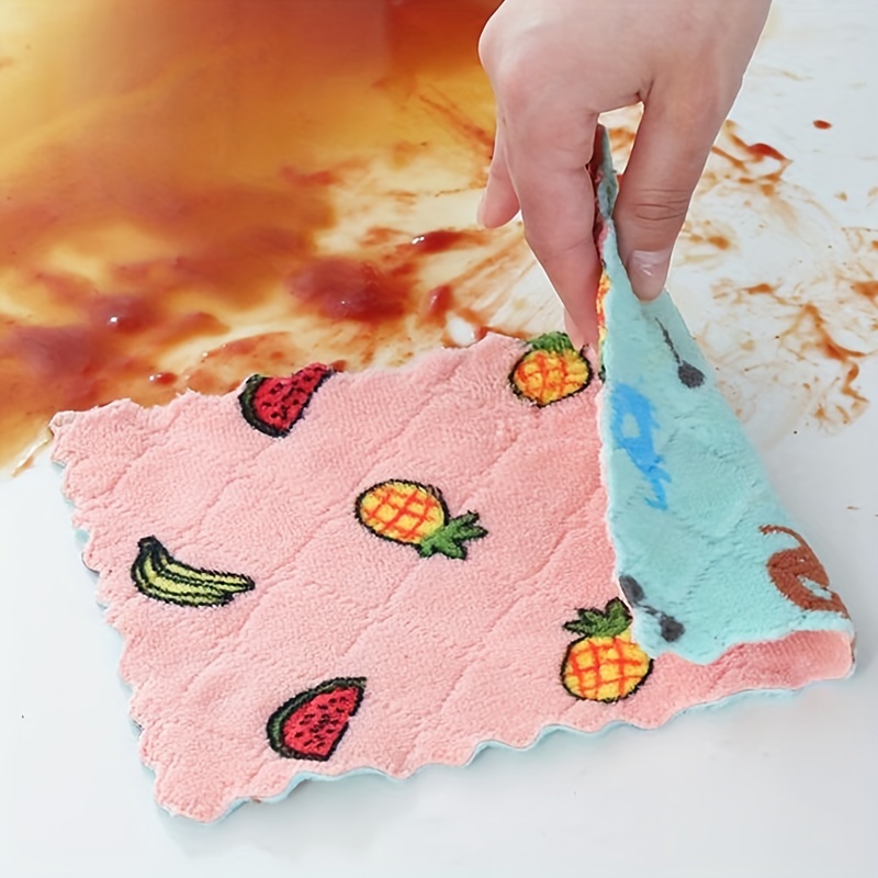 10 PCS Absorbent Wave Dish Cloth Rag Non-stick Oil Coral Velvet Dish Towel  Random Color (25 x 25cm) in 2023