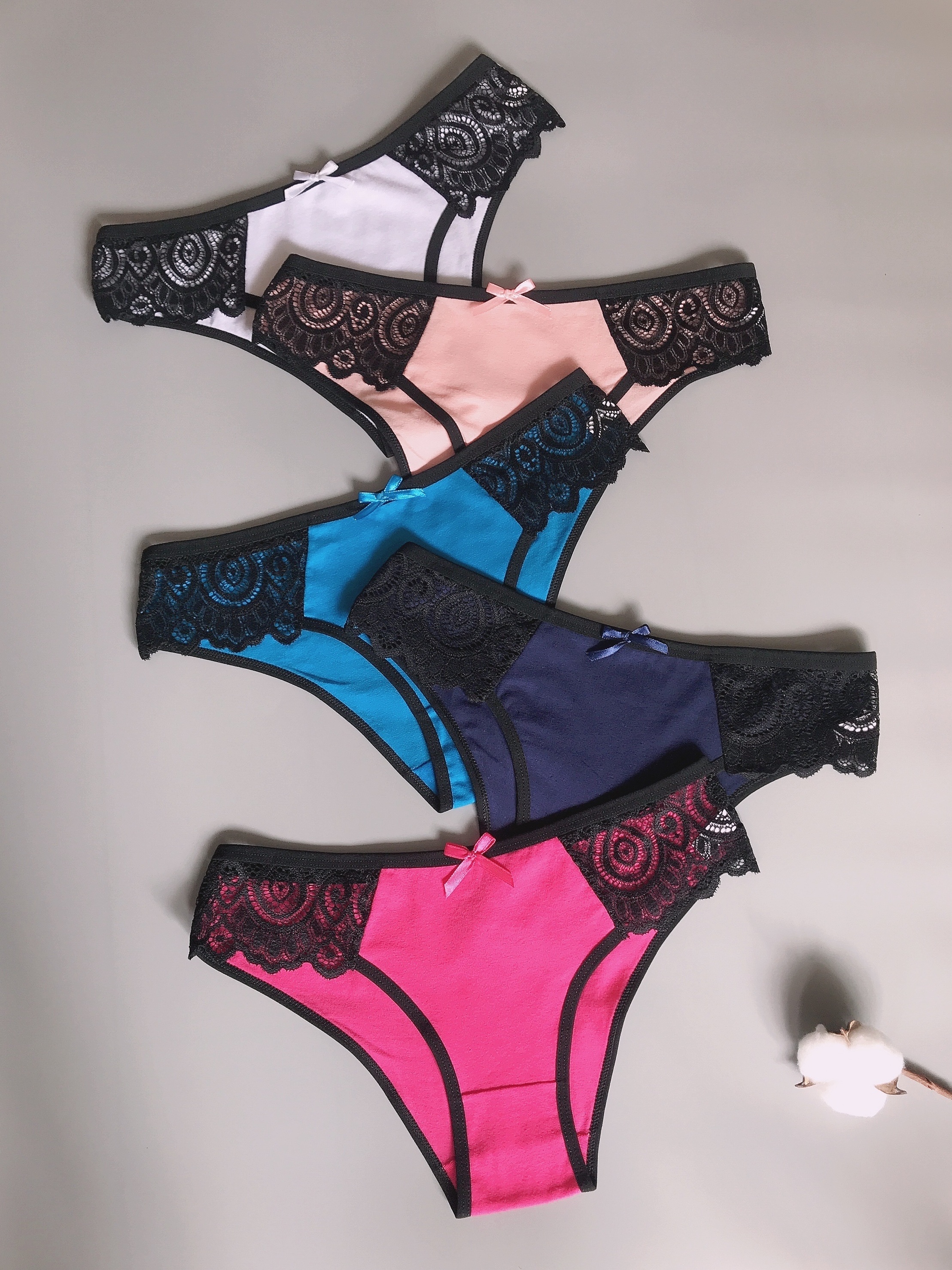 Bikini Sexy Underwear for Women Lace Slit Panties Low Waist Bow