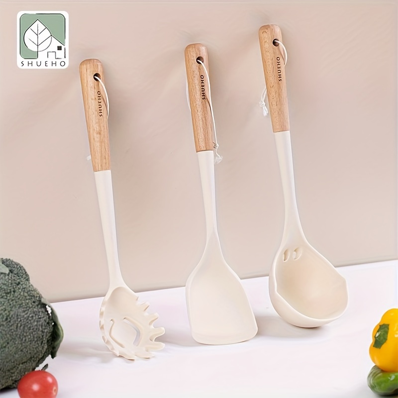 HTN - Set Di Utensili Da Cucina Bianco Latte Set Di Utensili Da Cucina In  Silicone Antiaderente Resistente Alle Alte Temperature Pentole Utensili Da  Cucina