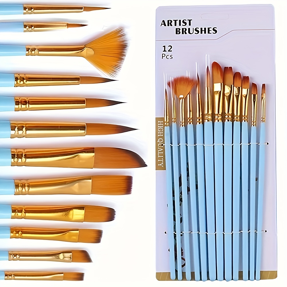 Acrylic Paint Set 10 Paint Brushes 12 Colors Art Craft Paint - Temu