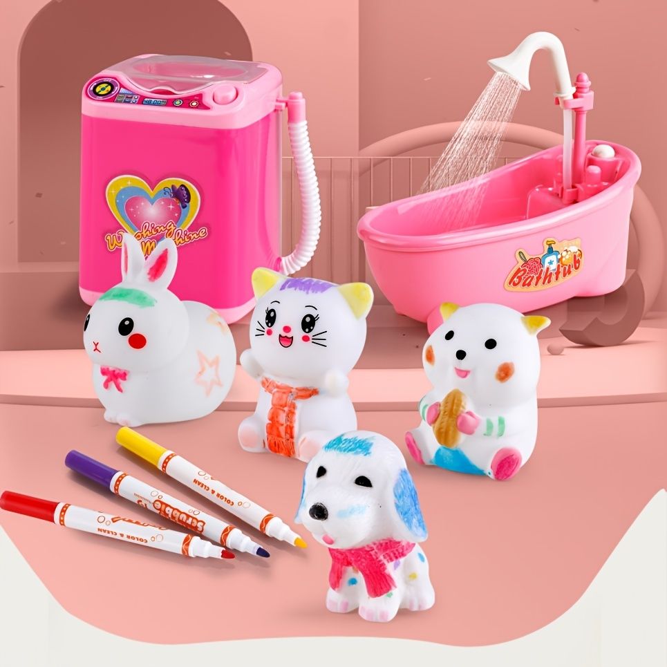 Children's Play House Can Add Water Spray Electric Bathtub Toy Bubble Cute  Pet Diy Graffiti Can Be Repeated Coloring Washable Pinch Called Animal Suit  - Toys & Games - Temu