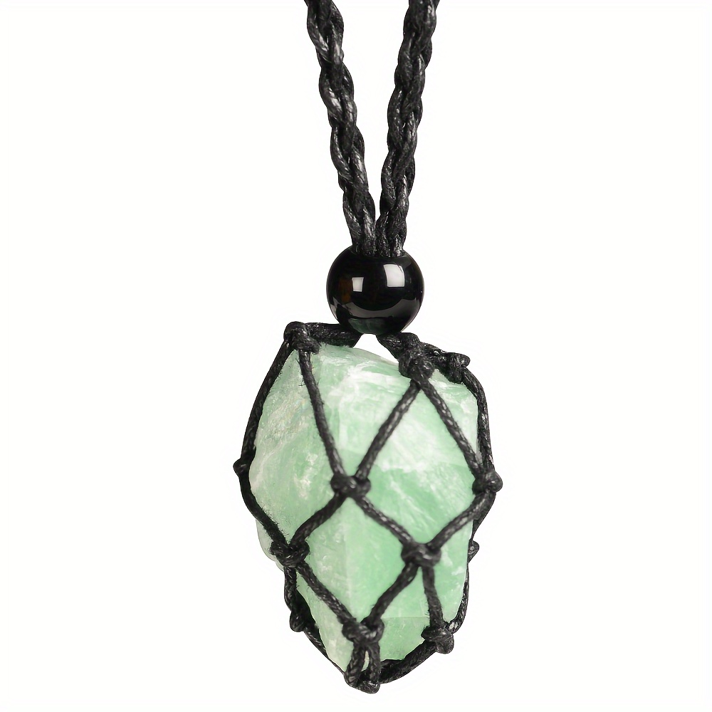 

1pc Natural Gemstone Crystal Pendant Necklace, Fashion Stone Holder Necklace For Men