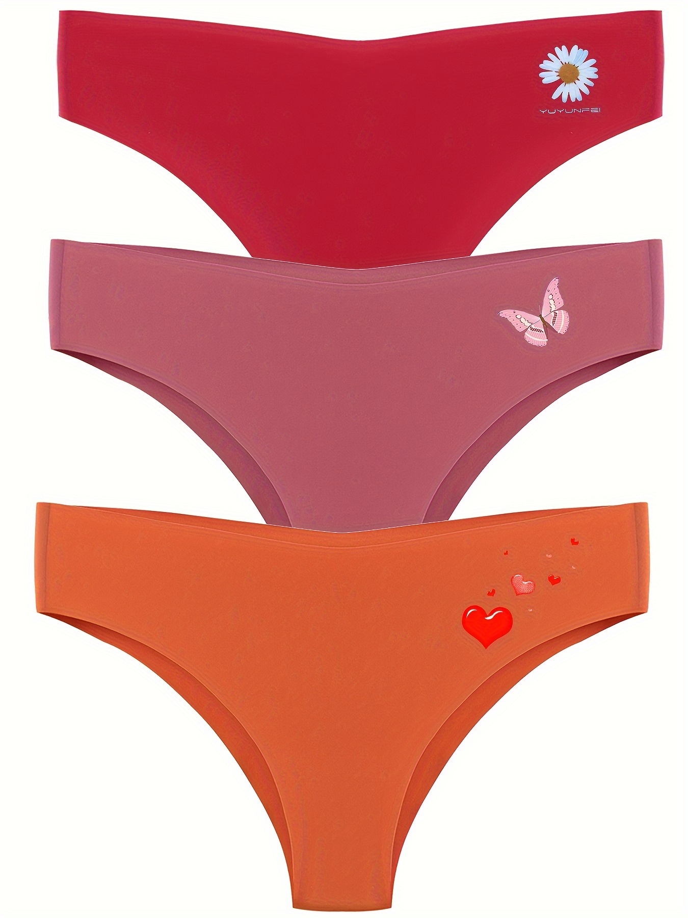 Butterfly Embroidery Thongs Ring Linked Low Waist Panties - Temu