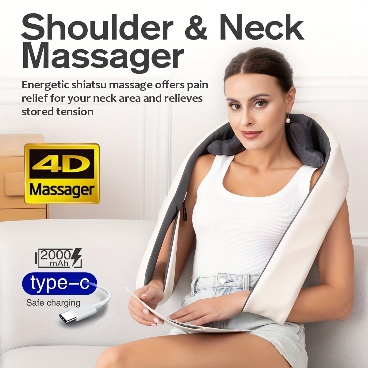 Neck Back Shoulder Massager Device Cape Slim Massage Belt Cervical