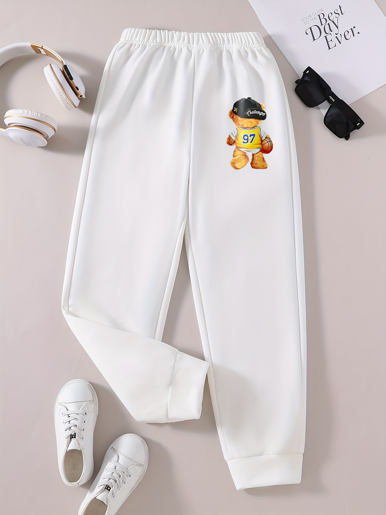 Baby Boys Elastic Waist Jeans Toddler Kids Cute Bear Baggy Pull On Jogger Denim Pants Harem Kids Fall Outfits Casual Boys Pants Blue 120