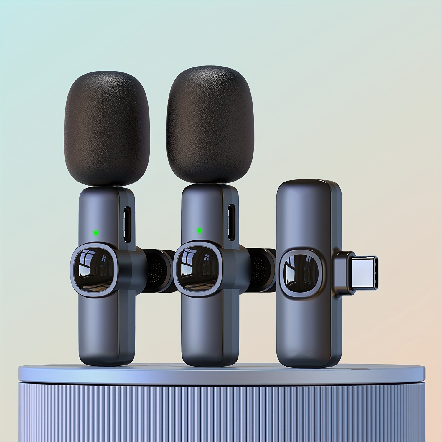 2 micrófonos inalámbricos Lavalier para iPhone iPad, micrófono inalámbrico  Plug-Play con reducción de ruido, micrófono de solapa de sincronización