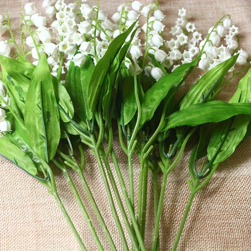 6pcs/12pcs Artificial Lily Of The Valley Bell Flowers Wind Chime Orchid Wedding Bouquet, May Flower For Home Garden Wedding Party