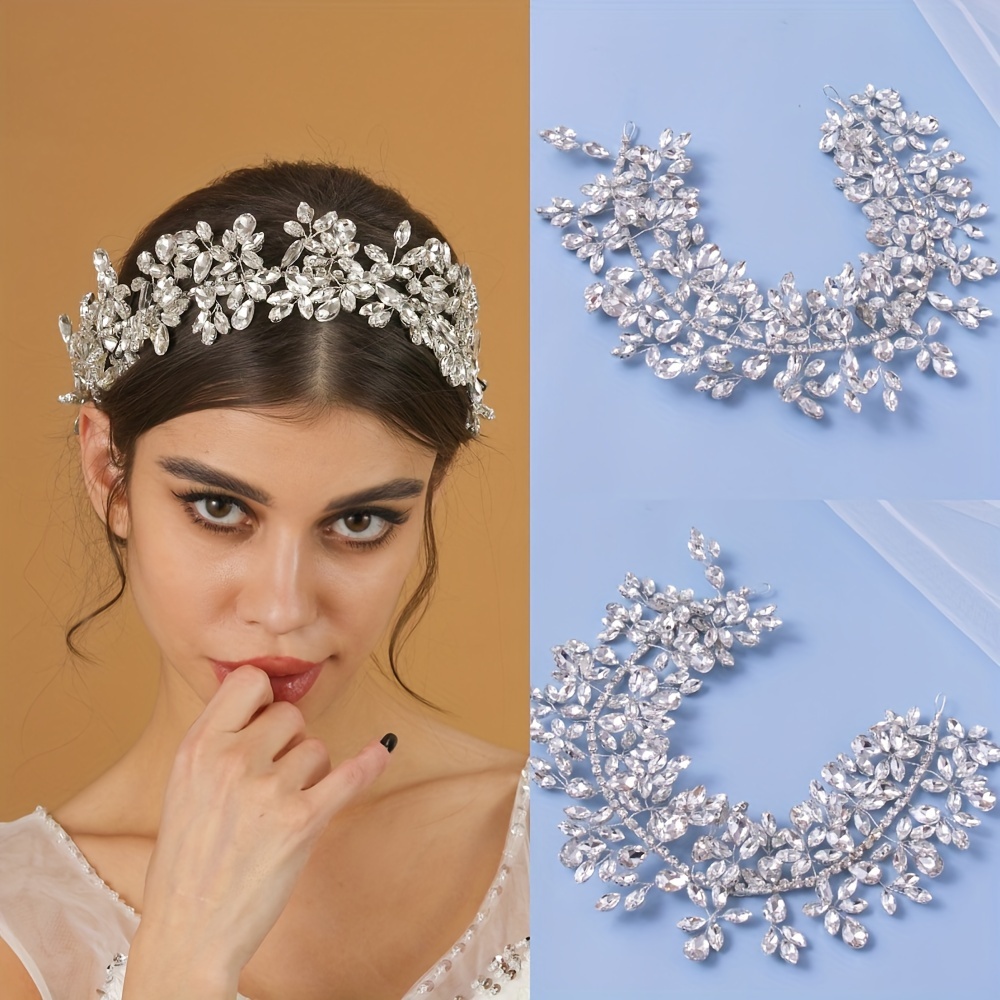 Rhinestone Alloy Crown Bridal Wedding Hairband Headband - Temu