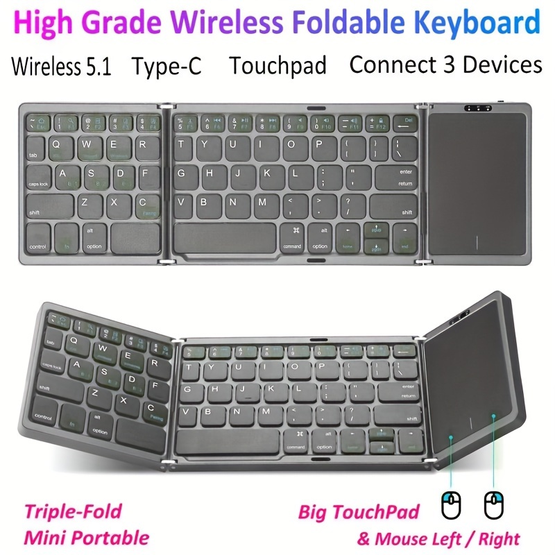  Mini teclado inalámbrico Bluetooth 3.0, teclado portátil  ultradelgado, 78 teclas, teclado Bluetooth recargable para iOS, tabletas  Android Windows y otros dispositivos Bluetooth (negro) : Electrónica