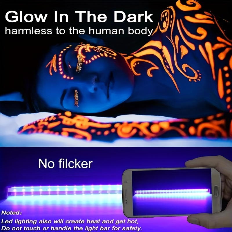 2Pcs 5W UV LED Tube Lumière Noire, 24 Leds Barre De Lumières UV 5V