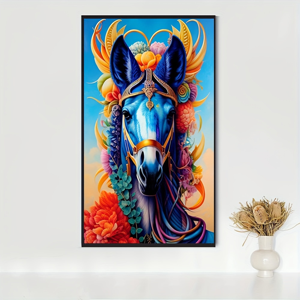 Kit Pintura Diamantes Caballo Blanco Negro 5d Diamond Art - Temu