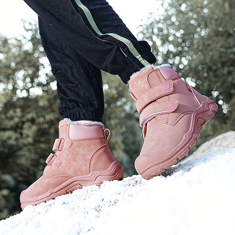Girl's Solid Snow Boots Warm Fleece Cozy Non slip Ankle - Temu Malaysia