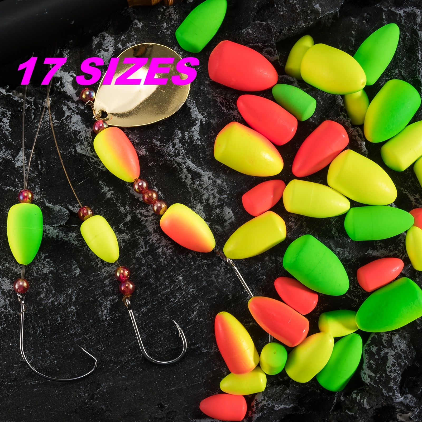 Dioche Glow Rig Beads, 100pcs/pack Plastic Round Beads Fishing Tackle Lures  Tools Accessory for Outdoor Fishing(6mm-Colorful)