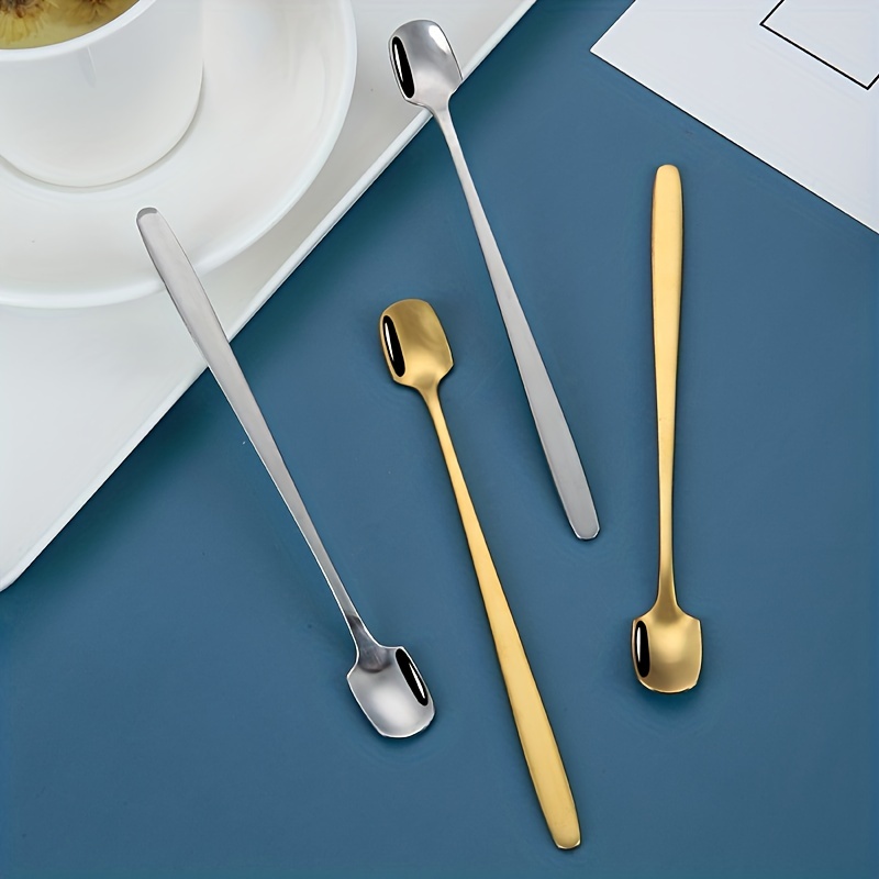 304 Stainless Steel Square Head Ice Spoon With Long Handle For