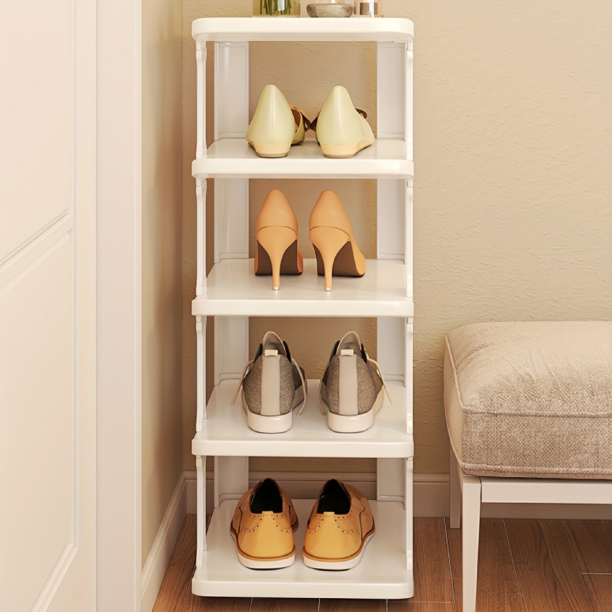 1pc Plastic Shoe Cabinet, Simple White Multi-layer Shoe Rack