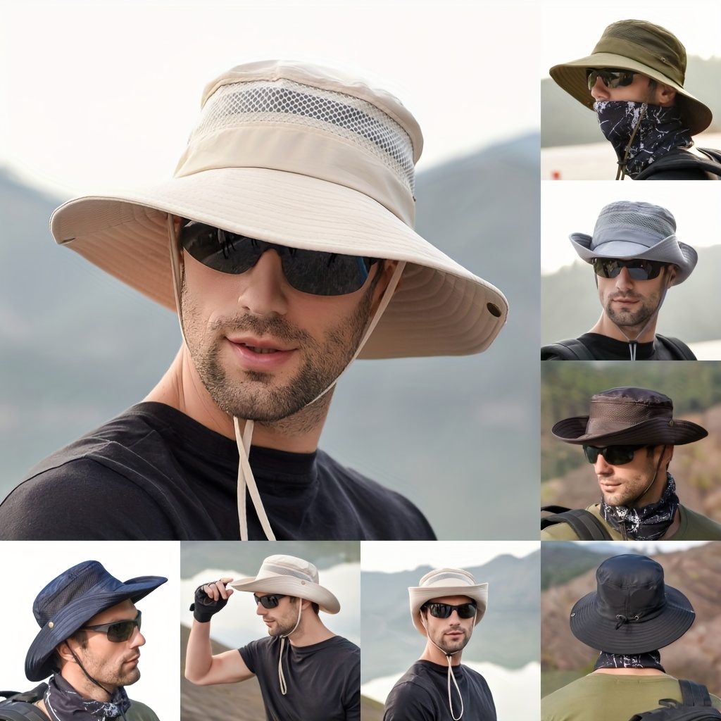 Mens Sun Hat Cotton Safari Hat Wide Brim Fishing Boonie Hat UV Hats Bucket  Gardening Hats