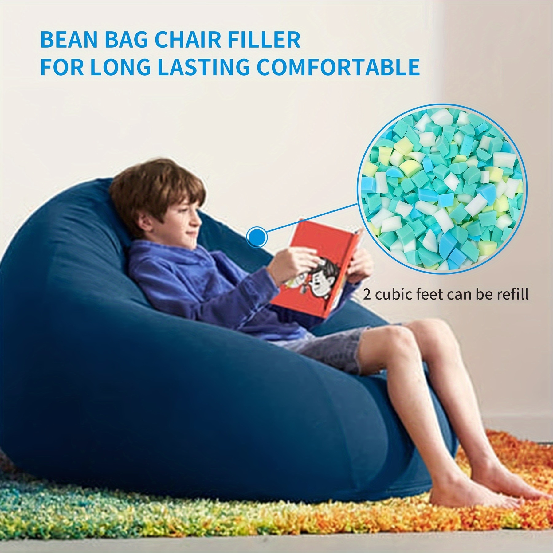 ALLC 10 LBS Shredded Memory Foam Bean Bag Filler, Premium Beanbag Stuffing,  Comfortable Bean Bag Beans for Bean Bag Chair, Various Pillows, Couch