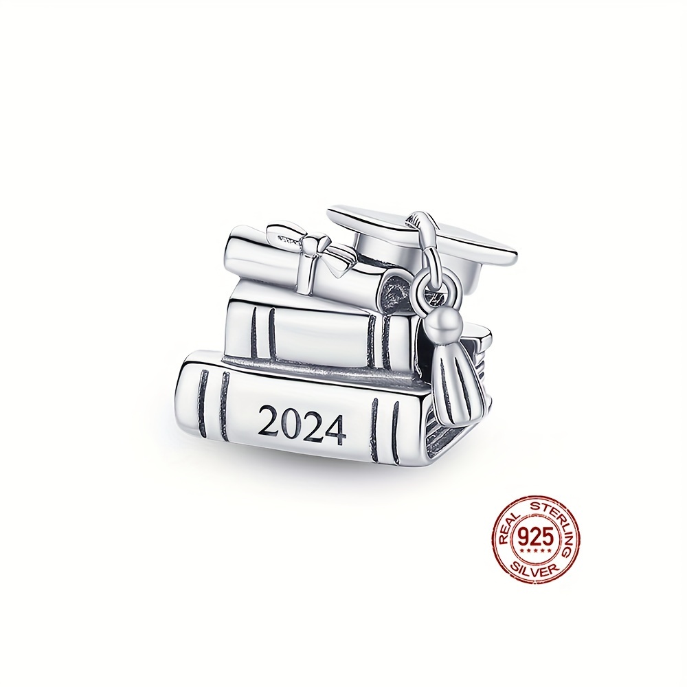 

1pc S925 Sterling Silver Charm Bead 2024 Graduation Album Pendant Suitable Fit Original Bracelet Matching Snake Bone Chain Women's Necklace