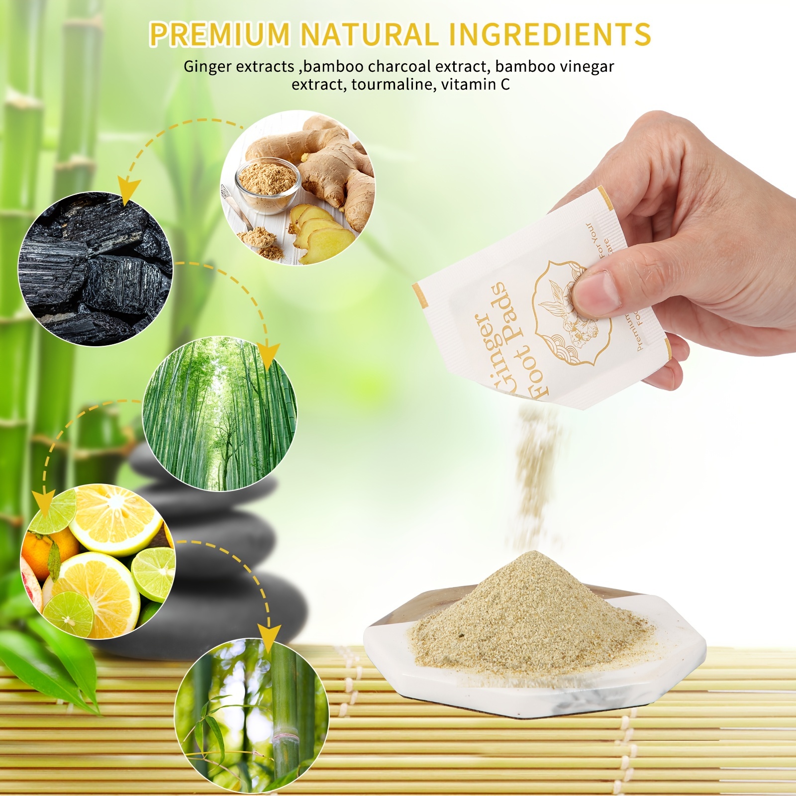 30 pcs Natural Ginger Foot Pads for Deep Cleansing Foot Care