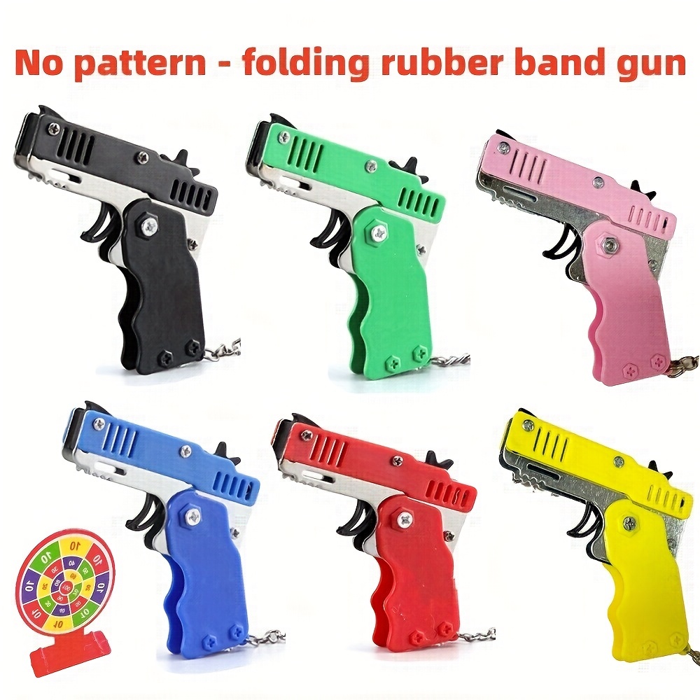 Childrens Folding Rubber Band Gun Alloy Toy Gun Continuous Firing