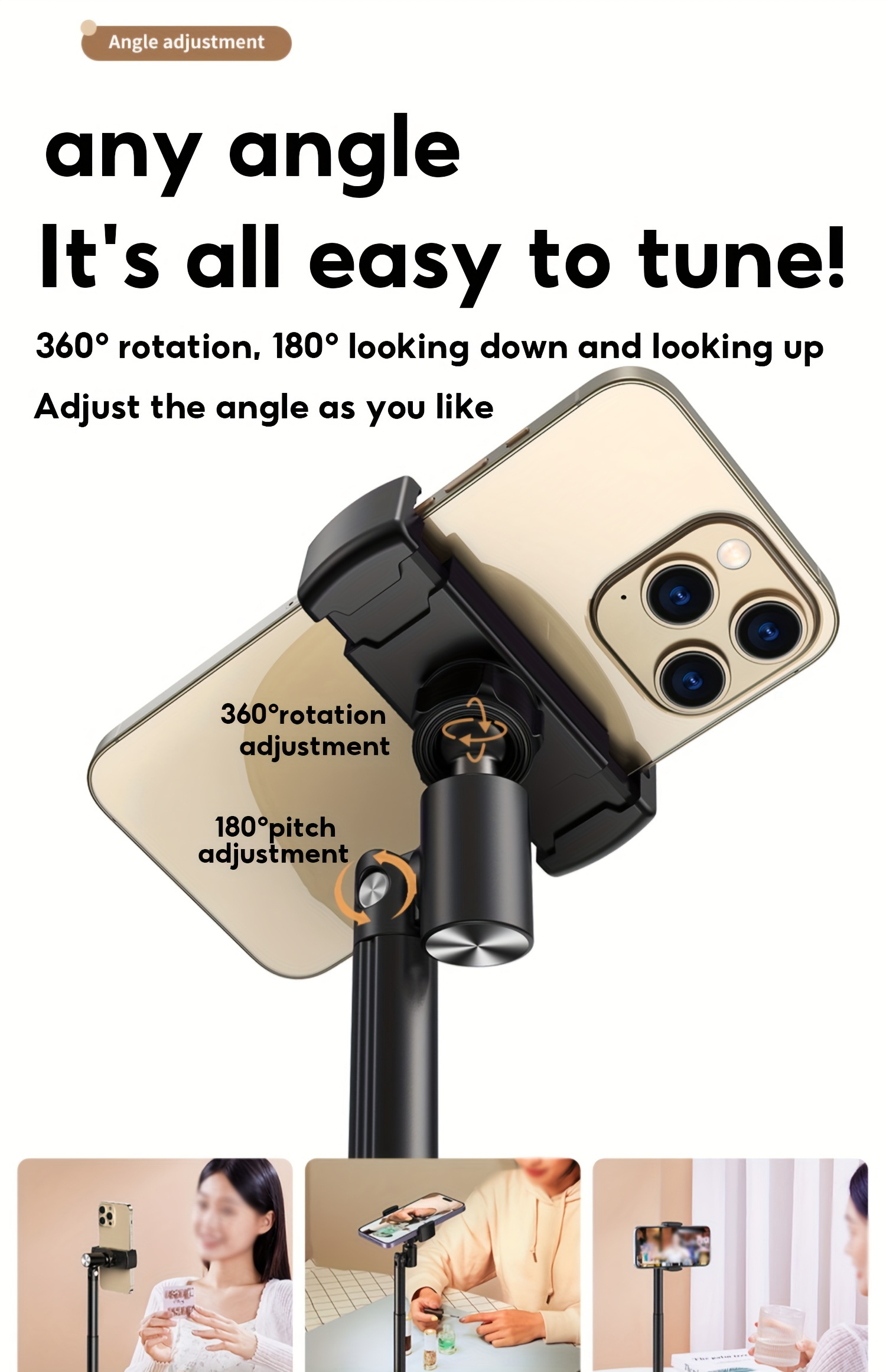 Mobile phone desktop bracket live special metal universal universal aluminum alloy overhead shooting selfie TikTok mobile phone stand rotating adjustable lifting support frame