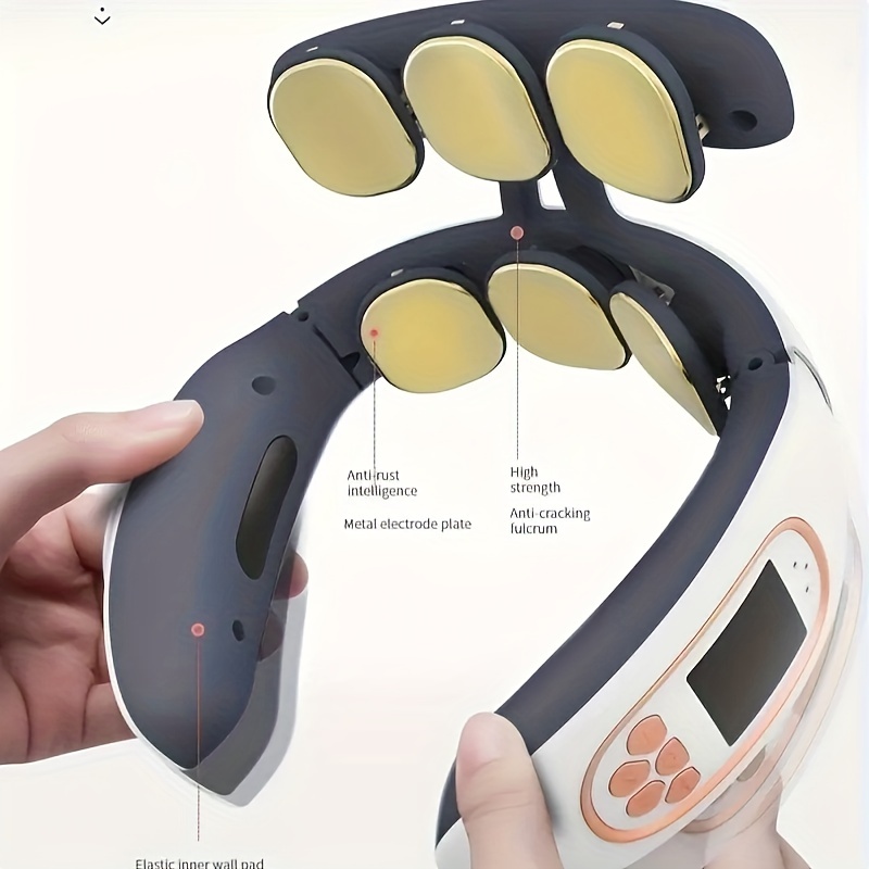 4 Heads Smart Electric Pulse Neck Massager With Heat - Temu