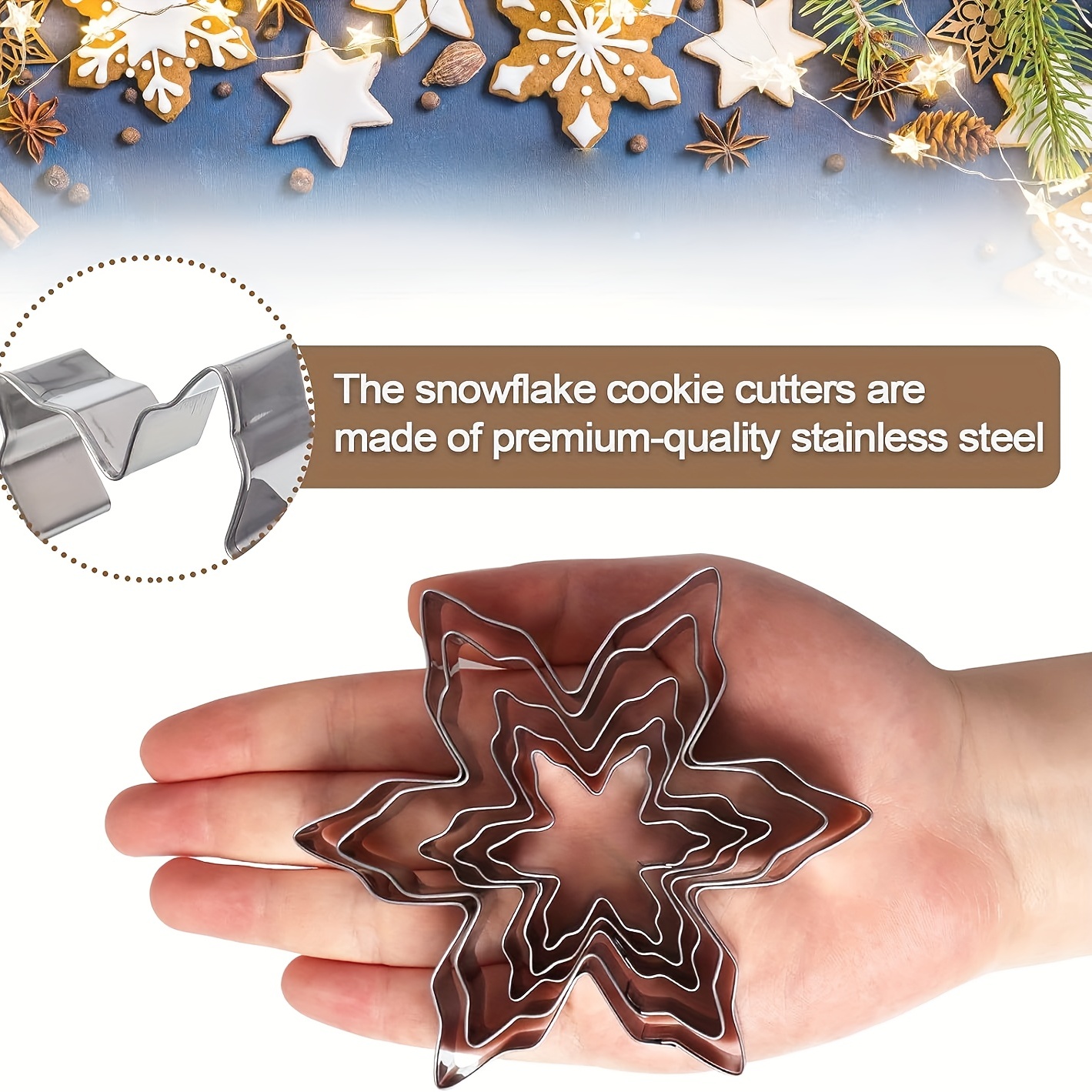 5pcs Stainless Steel Snowflake Cookie Cutter Set, Christmas Series Cookie  Molds, Cookie Baking Supplies, Cookie Fondant Making, Baking Supplies, Kitch