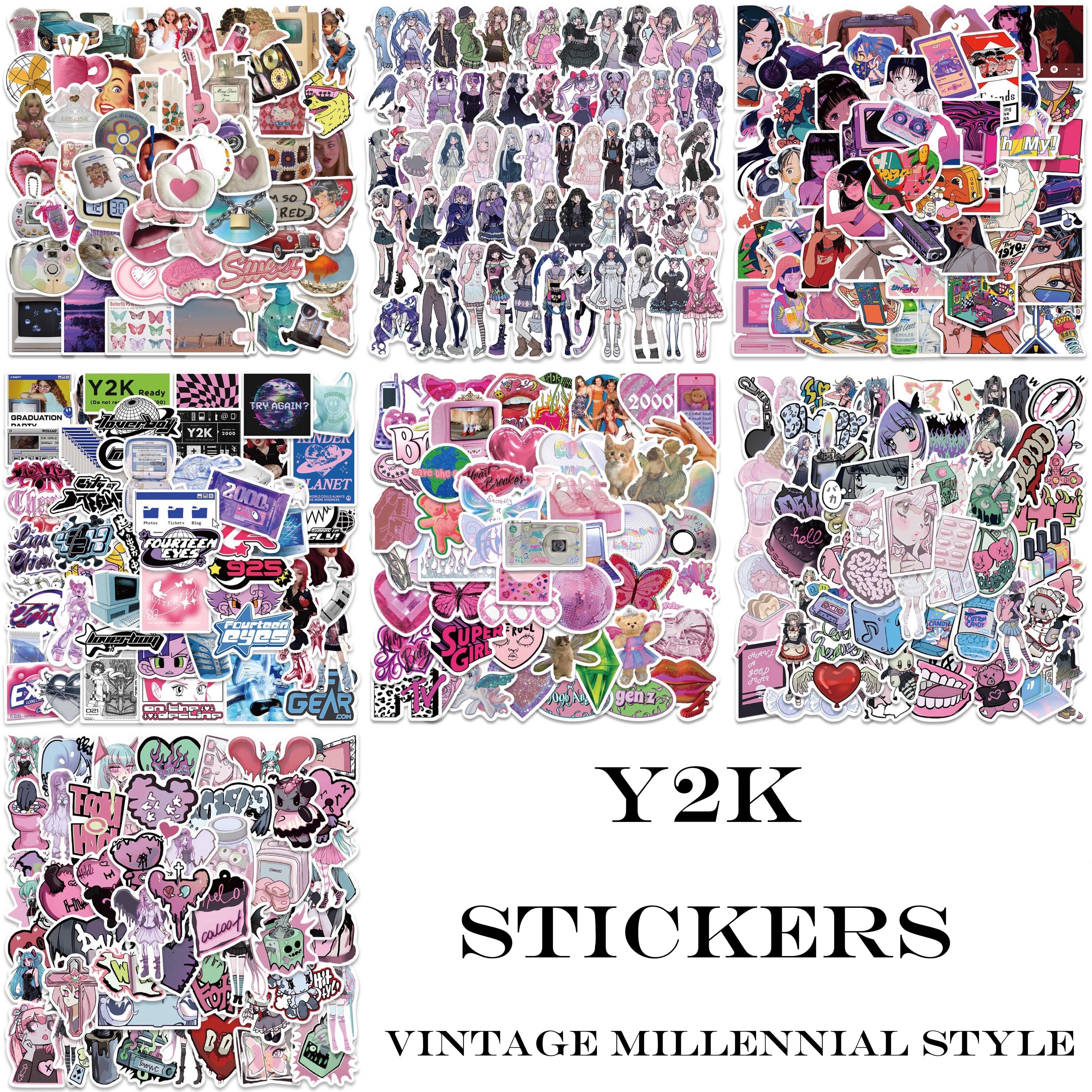 52pcs Y2K Aesthetic Stickers, Cyber 2000s Fashion Sticker, Waterproof  Laptop Stickers Decals For Water Bottle, DIY Stickers Decoration For  Skateboard