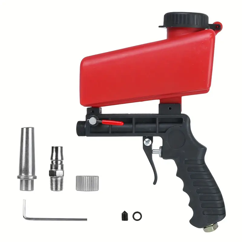Wisoqu Pneumatic Sandblasting Gun,Mini Portable Handheld Sand Blaster with 1/4in Air Inlet,Portable Sand Blaster Gun Kit,Gravity Pneumatic Sand Blasting Gun