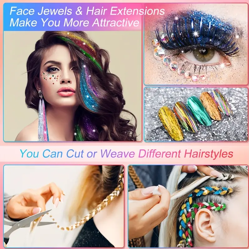 Hair Tinsel Kit 5 Colors Fairy Hair Tinsel Hair Extensions - Temu Australia