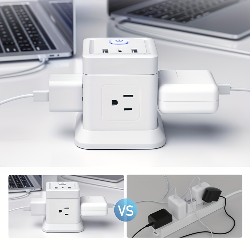 Rallonge Électrique Avec 4 Prises, 2 Ports USB, 1 Interrupteur, Une Prise  Plate En Cube Avec