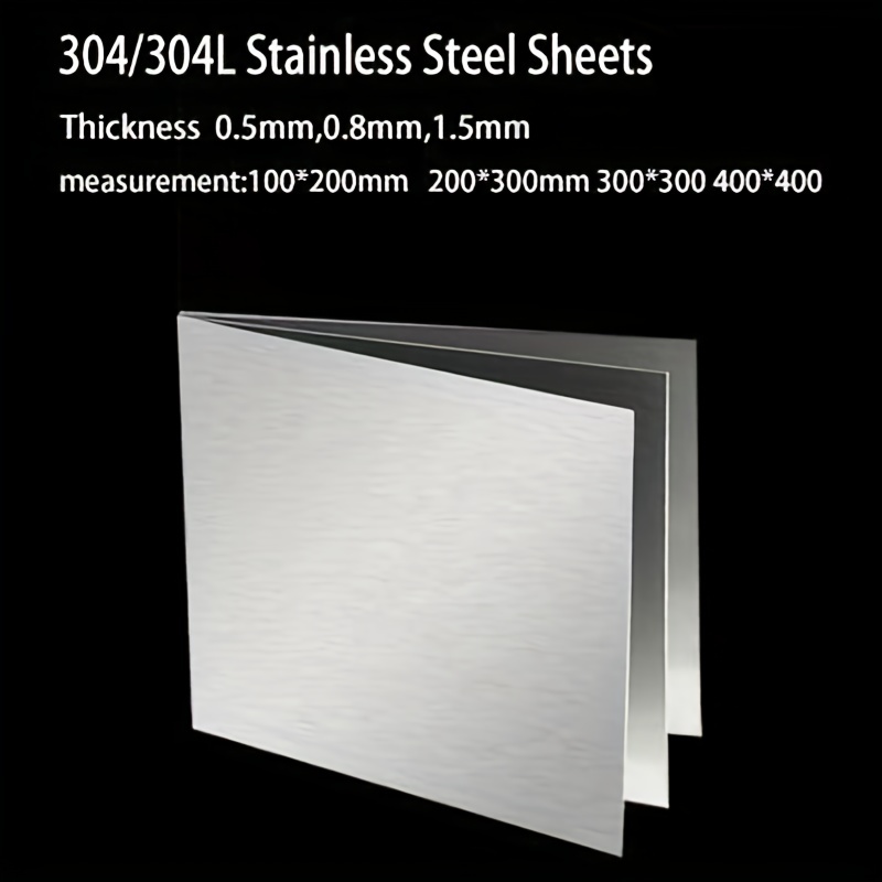 Tynulox 304 Stainless Steel Sheet, 26 Gauge 0.02 Thickness x 8 Width x 8  Length, 304 Stainless Steel Metal Strip Plate (Brushed Finish) for