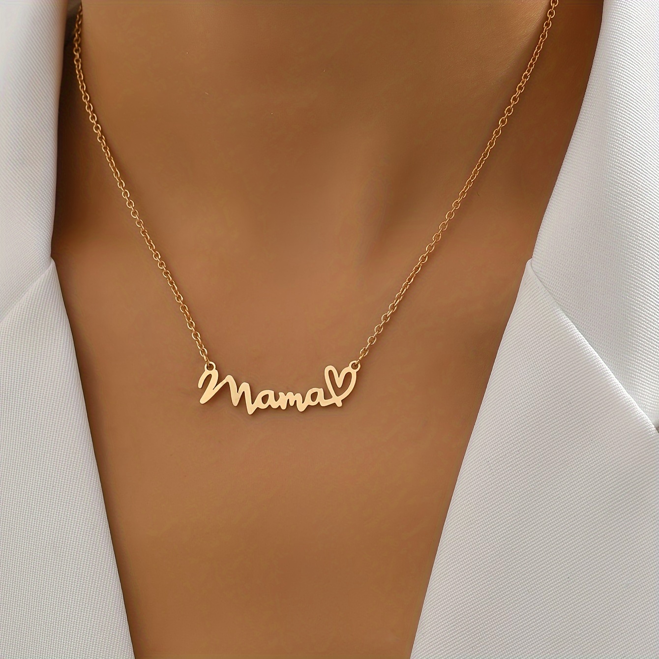 TEMU Collar De Colgante De Corazón De Mamá, Elegante Y Sencillo, Collar De Aleación Informal Para Mujeres, Regalo Del Día De La Madre