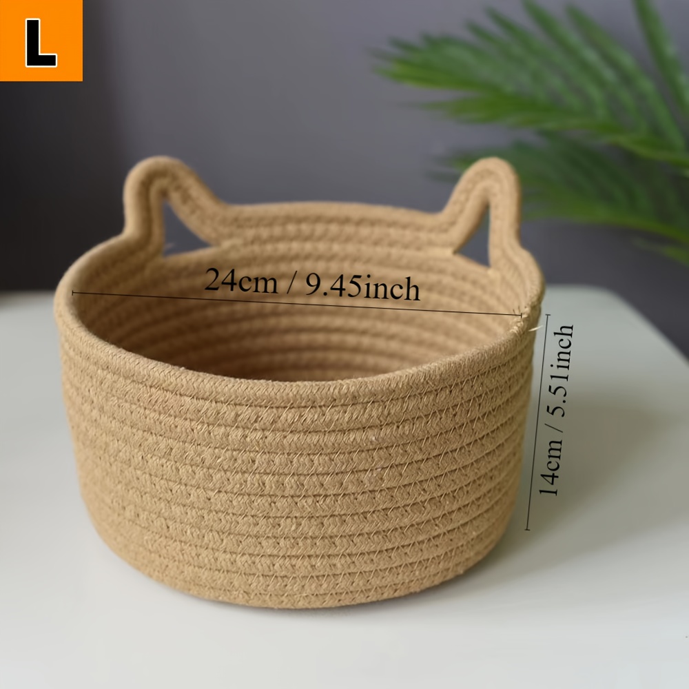 Cat Ear Woven Desktop Storage Basket Durable Storage Baskets - Temu