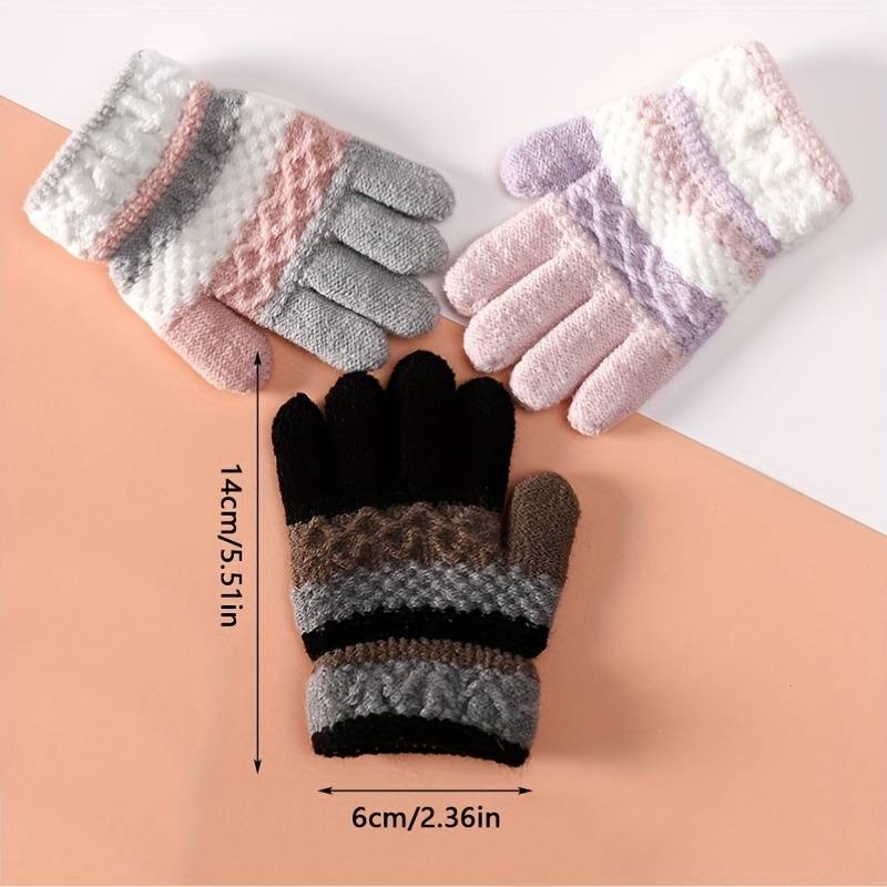 Mitaines tricotées chaudes pour enfants de 1 à 4 ans, gants en velours  épais pour bébés filles et garçons, KF197