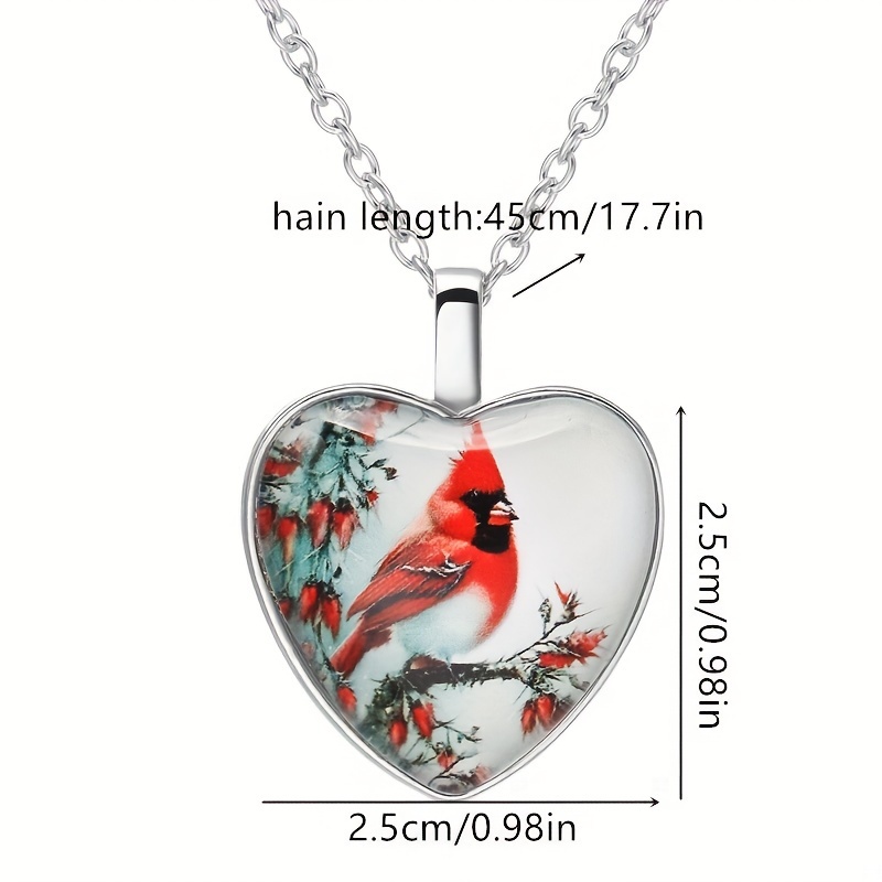 1pc Red-color Glass Heart Pendant Necklace