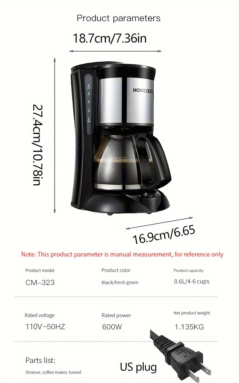 1pc American Coffee Machine 650ML/23OZ, Fully Automatic All-in-one Machine,  Dual Purpose For Brewing Tea/coffee, For Home Use Or As A Gift To Friends