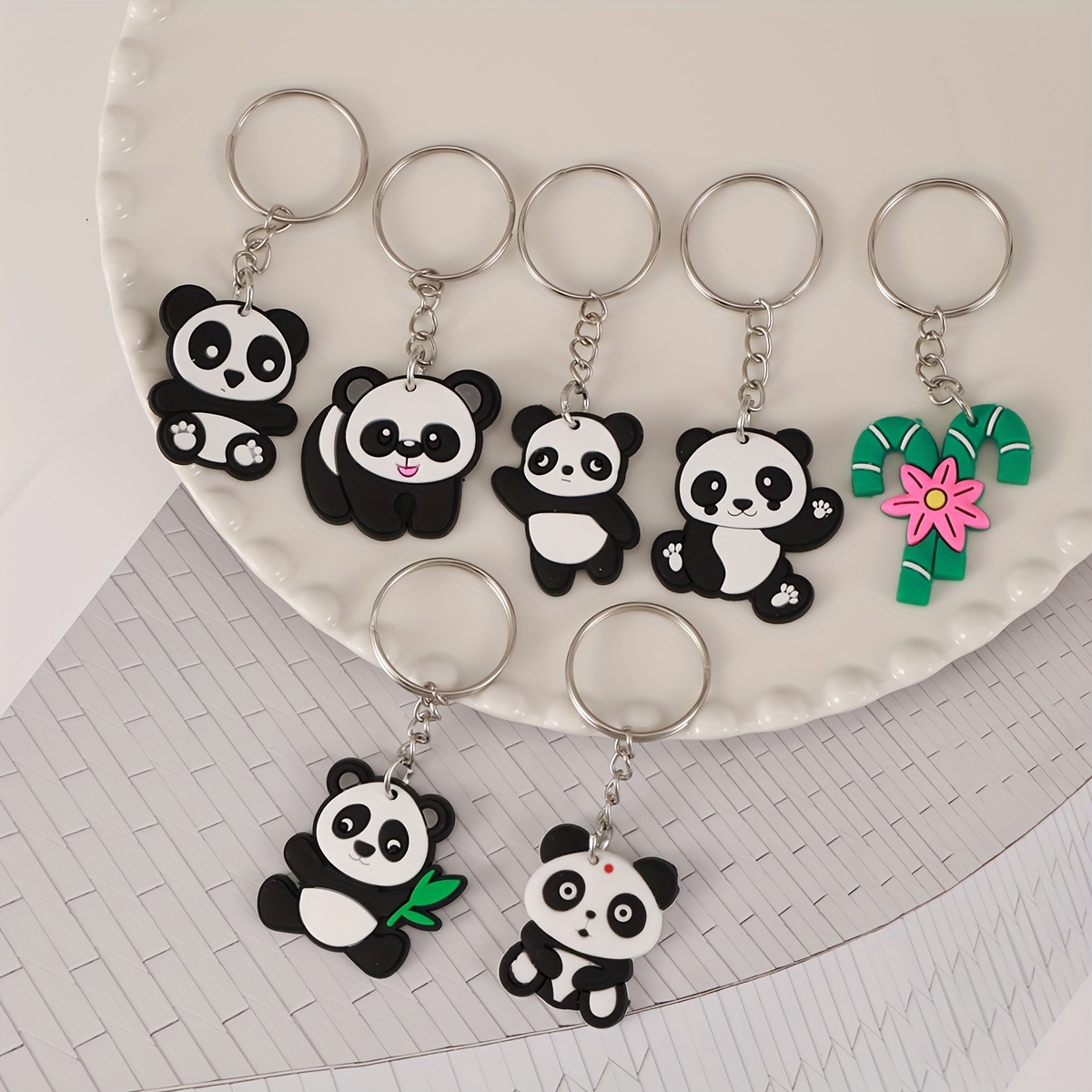 Panda Keychains for Girls Cute keychains for Kids Rubber Animal Key  Organizer Kawaii Panda Purse Backpack Charm Pendant