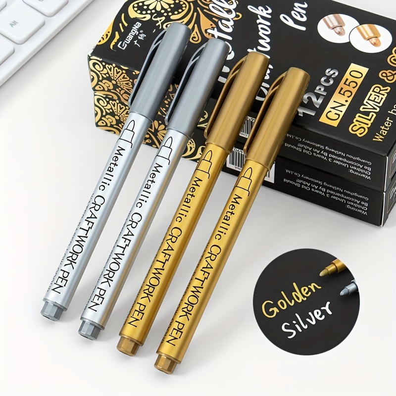 2/3pcs/set Paint Markers Silver Marker With Double Nib Design Gold Silver  And Copper Colors Marker For Art Painting Card Drawing - Office & School  Supplies - Temu