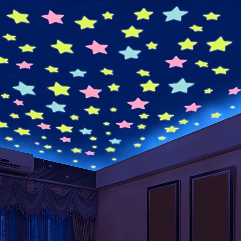 Luminous Wall Stickers Glow In Dark Stars Stickers Rooms - Temu